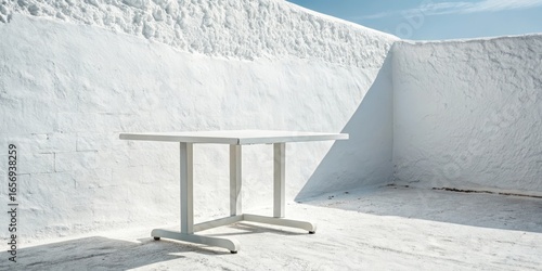 White Table Minimalist Composition Bright Sunlit Corner, White Wall Background, Product Photography, Table Mockup Minimalism, Product Photography
