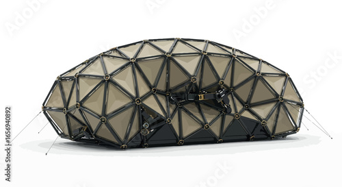 Geodesic dome tent with modern design and geometric panels for camping adventure