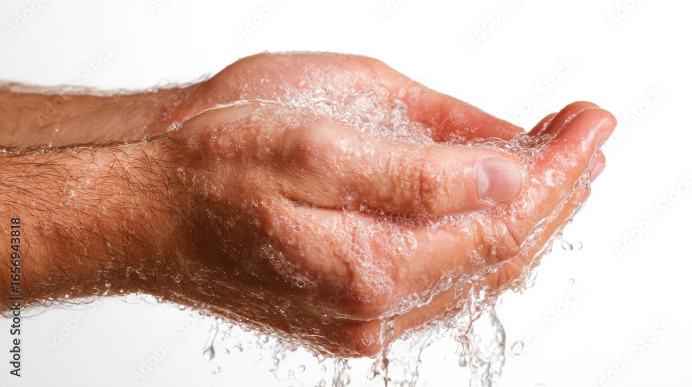 Fototapeta premium Hands washing with water and soap