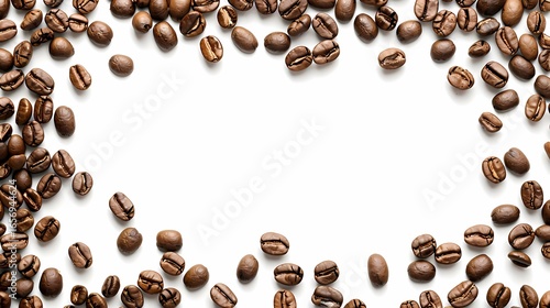 Wallpaper Mural An isolated background with coffee beans on the edges, leaving space in the center for text or design elements, white color background, Generative AI illustrations. Torontodigital.ca