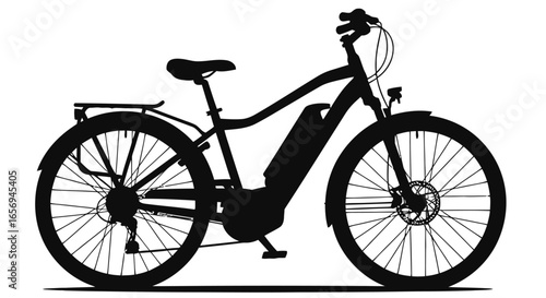 Electric bicycle silhouette a sustainable transport solution for city commuting promoting eco-friendly urban mobility and healthy lifestyles ideal for green initiatives.