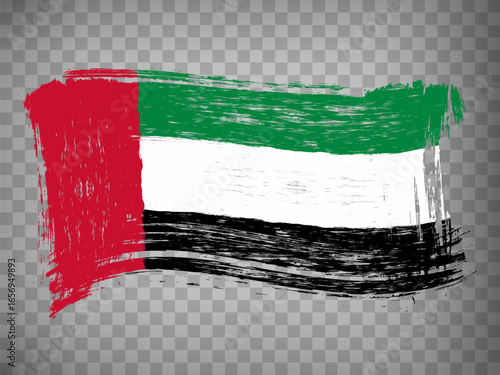 Flag of United Arab Emirates  brush strokes. Flag of United Arab Emirates  on transparent background for your web site design, app, UI. Distress style. EPS10.