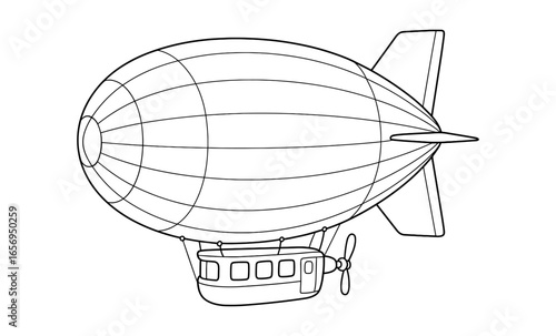 Outline of a vintage airship with propeller and gondola