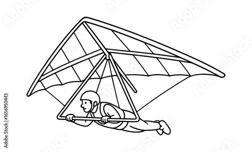 Linear outline of hang glider in flight design