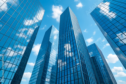 Wallpaper Mural Modern skyscrapers reflecting the blue sky and clouds in the city Torontodigital.ca