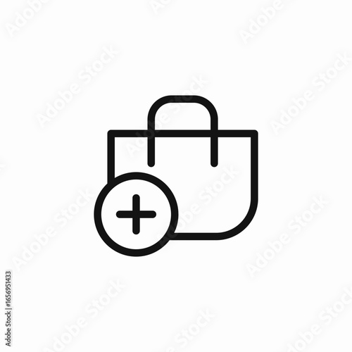 shopping bag add icon sign vector