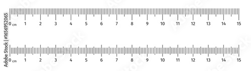 Ruler scale with markings and numbers. Size indicators measuring tool. Ruler scale with centimeters and millimeters units. Vector
