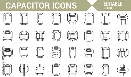 Editable Electrical Capacitor Icons for Circuit Design and Schematic