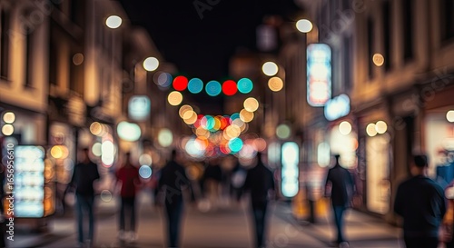 Wallpaper Mural Night City Street Bokeh: Blurred Lights, Silhouettes, and Vibrant Colors Torontodigital.ca