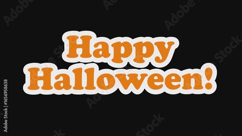 Happy Halloween sticker typography popup animation with shaking effect