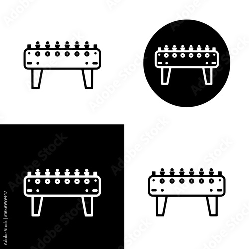 Four Foosball Table Icons: Variations in Style and Background