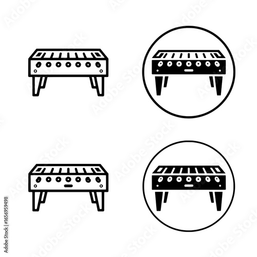 Four Icon Variations: Outline and Solid Black Foosball Table Icons