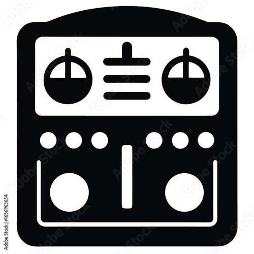Black and white control panel icon, representing settings and adjustments isolated
