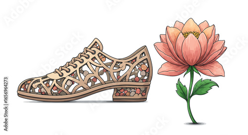 Artistic shoe design with floral elements for fashion enthusiasts