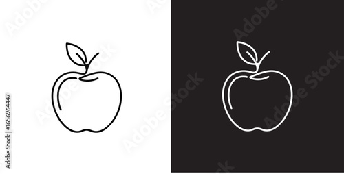 apple line art logo. Simple Logo of apple. Simple black and white line drawing of an apple