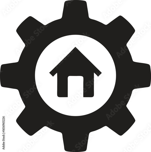 Gear with house icon for home automation