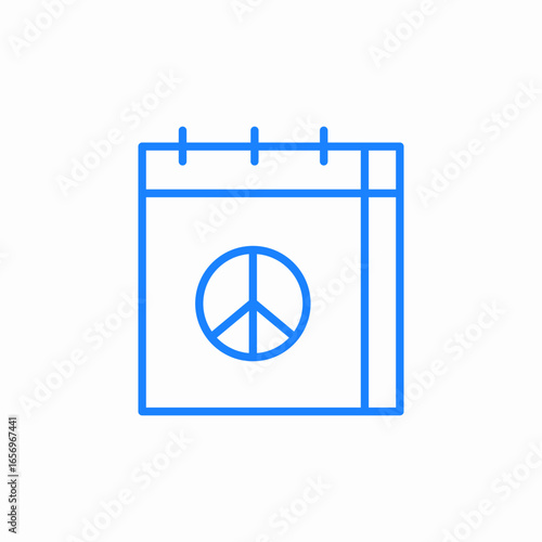 calendar featuring the peace symbol icon sign vector