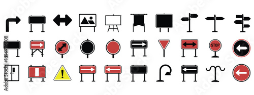 Directional signs and traffic symbols collection for navigation and guidance