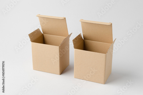 Kraft cardboard packaging box mockup on neutral background