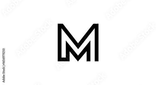 Free Download Stylized black capital letter M monogram with a modern minimalist and linear design. - GFXLoad