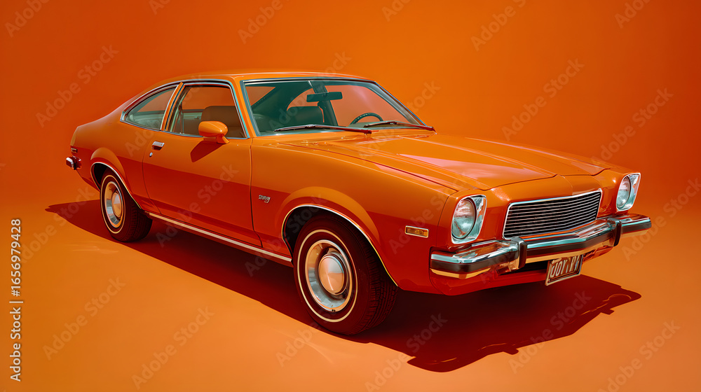 Obraz premium Retro Orange American Coupe on Glossy Studio Set