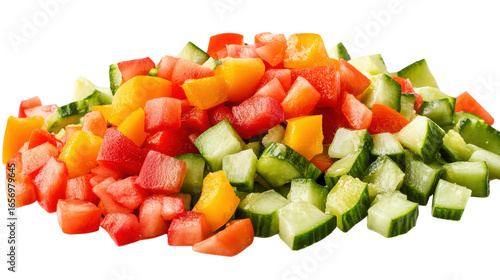 Diced Fresh Vegetables for a Healthy Salad Mix