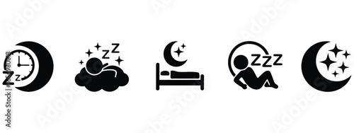 Discover peaceful sleep icons representing rest, dreams, and nighttime tranquility for your projects