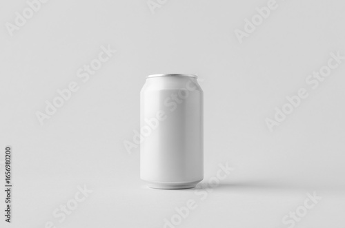 White small beer or soda aluminum can mockup.