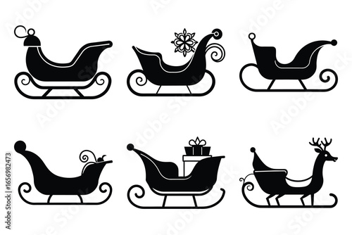 sleigh vector icon set