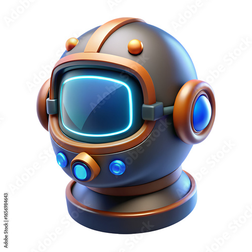 Wallpaper Mural Futuristic astronaut helmet with glowing visor isolated on transparent background Torontodigital.ca