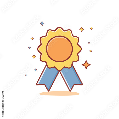 Symbolic Ribbon Award Badge Illustration Success Recognition Achievement