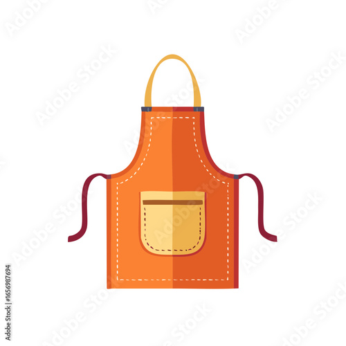 Orange Chef Apron with Pocket Illustration for Culinary Art Projects Cooking Sewing