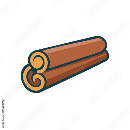 Stacked Cinnamon Sticks with Outlines Culinary Spice Baking Seasoning Still Life Illustration for Food and Recipe Projects