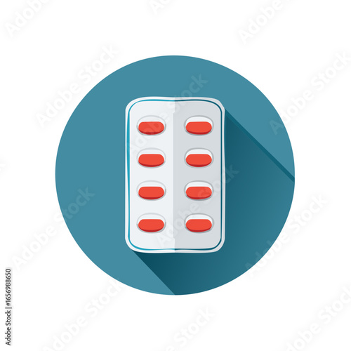 Medicine Pills in Blister Pack Healthcare Medications on Blue Circle Medical Supplies for Health Treatment Pharmaceutical Products