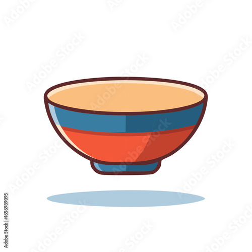 Stylized Bowl Illustration Colorful Ceramic Dish Food Serving Icon Kitchenware