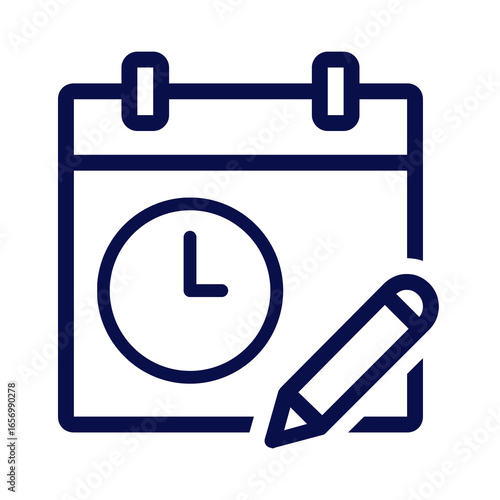 Calendar with clock and pencil icon for scheduling