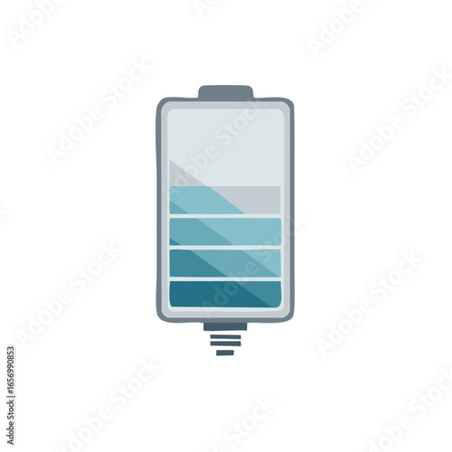 Depleted Battery Graphic Showing Low Charge with Blue Water Level Indicators Minimalist Style