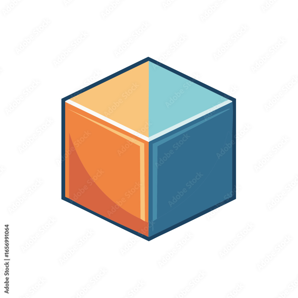 Illustration of a Modern Colorful Cube Isolated on White Background, Geometric Shape Illustration of a Modern Colorful Cube Isolated on White Background, Geometric Shape