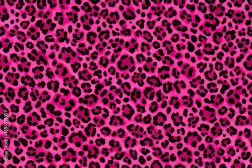 Seamless leopard skin pattern in pink and black for textile design