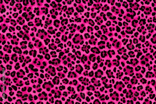 Fototapeta samoprzylepna Seamless leopard skin pattern in pink and black for textile design