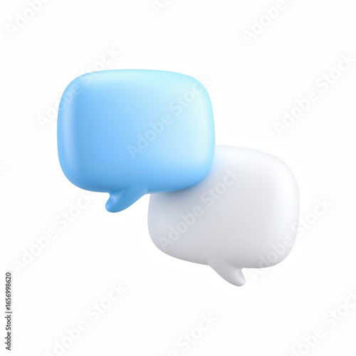 Blue and white cartoon speech bubbles isolated on white background