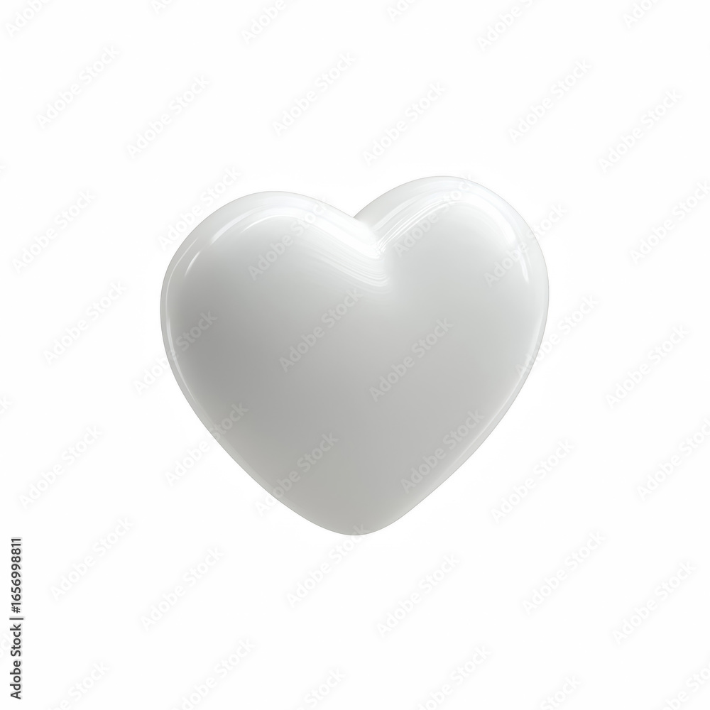 Fototapeta premium White cartoon heart isolated on white background