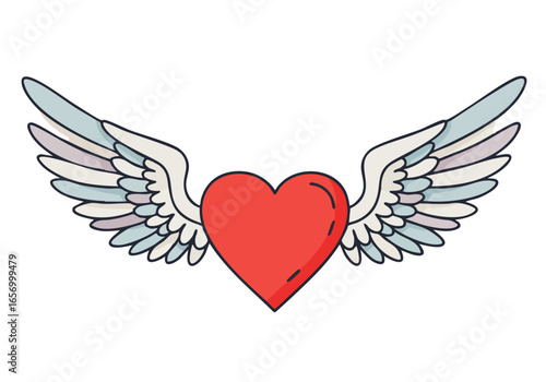 A vibrant graphic featuring a red heart with wings soaring upwards, symbolizing 'Fearless Spirit'. Clean, modern design with a bright, uplifting feel.