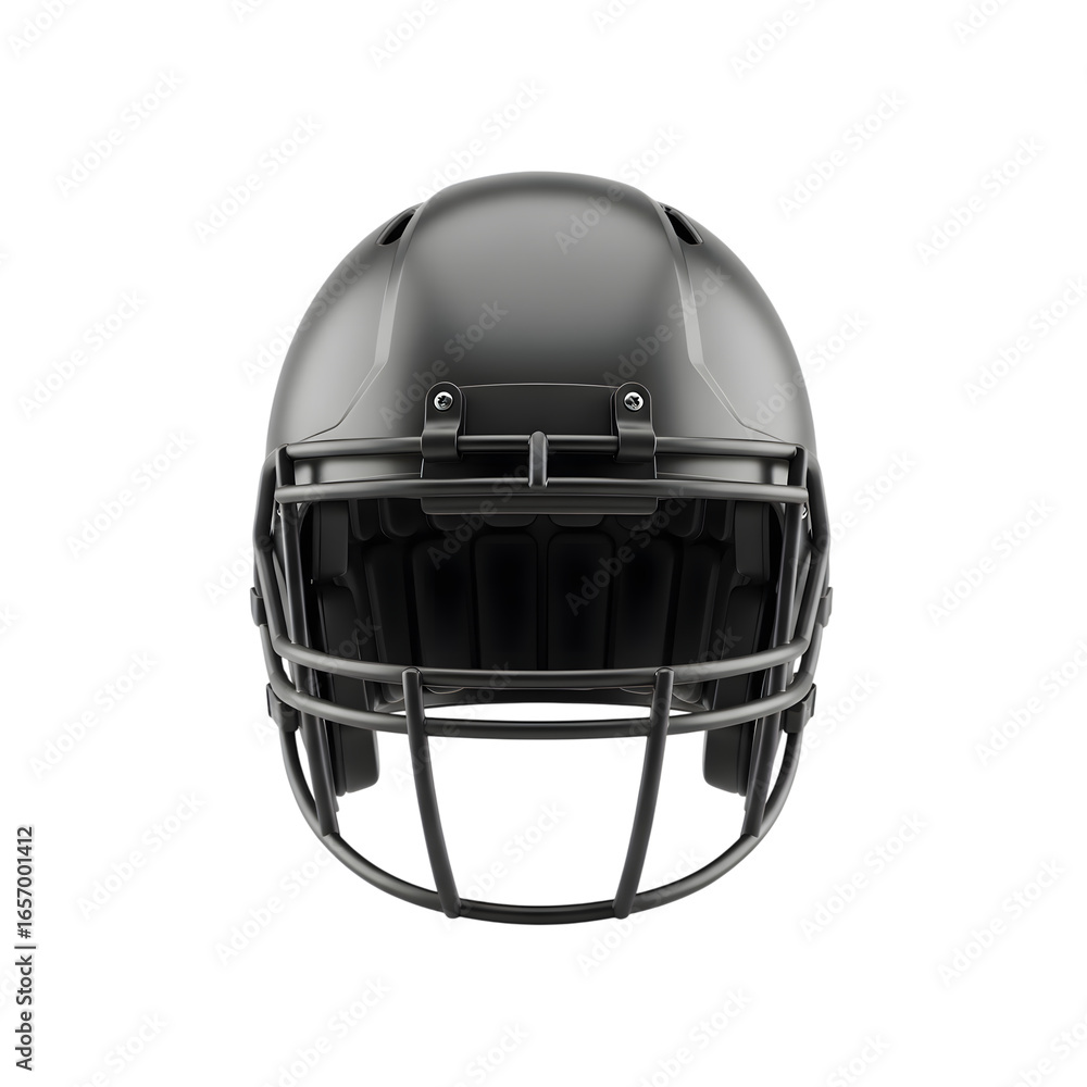 Fototapeta premium A modern football helmet featuring a sleek, generic design with a matte finish, fully visible and perfectly isolated on a transparent background.