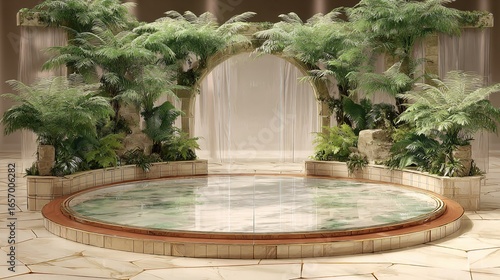 Wallpaper Mural Natural Stone, Granite, and Marble Finish Stage Designs with Beige and Wooden Edge Detailing Torontodigital.ca