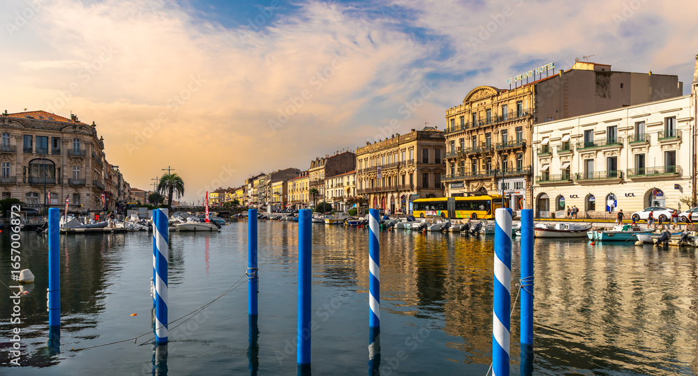 Fototapeta premium Sète main canal in summer, in Occitanie, France