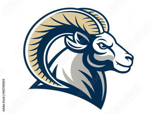 Ram Head, Fierce Stare Mascot Front View