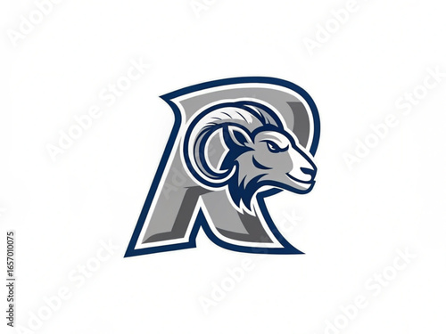 Ram Head, Fierce Stare Mascot Front View
