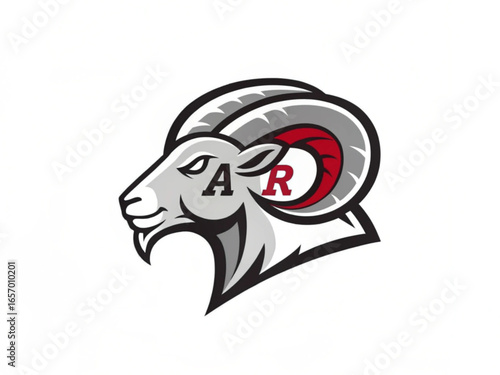 Ram Head, Fierce Stare Mascot Front View
