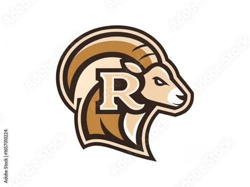 Ram Head, Fierce Stare Mascot Front View